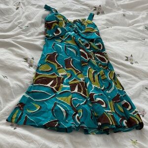 Dress Barn Teal and Brown Midi Dress